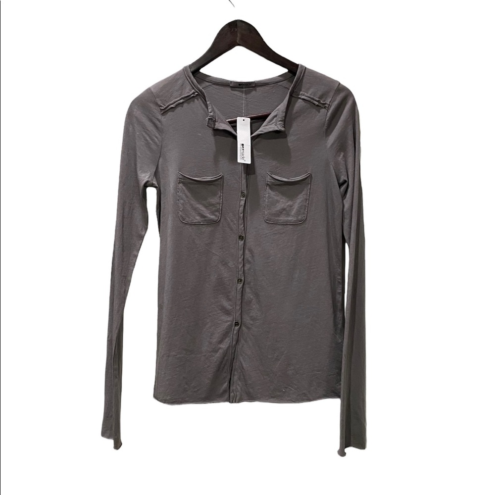 LAMade Grey Button Up Pocketed Shirt Small NEW NWT
